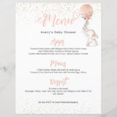 Menu Baby shower Fille simple Eléphant (Devant)