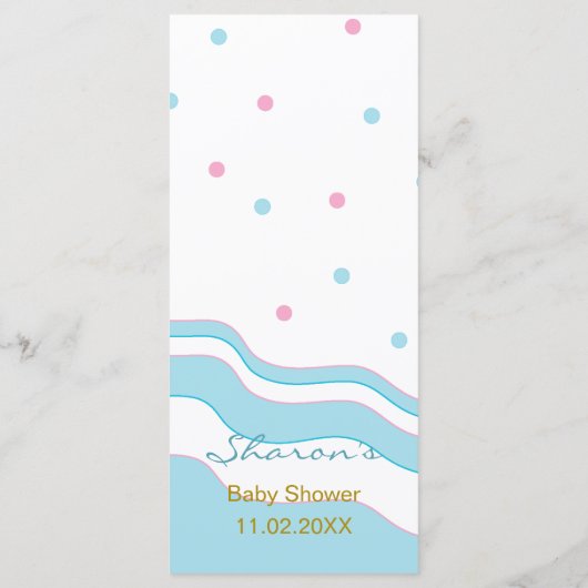 Menu Baby shower "Flamant rose maman & bébé" (Dos)