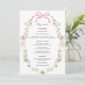 Menu Baby shower Fleur sauvage rose Bow (Debout devant)