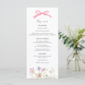 Menu Baby shower Fleur sauvage rose Bow (Debout devant)
