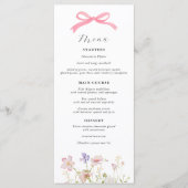 Menu Baby shower Fleur sauvage rose Bow (Devant)