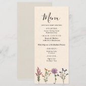Menu Baby shower Fleur sauvage vintage (Devant / Derrière)