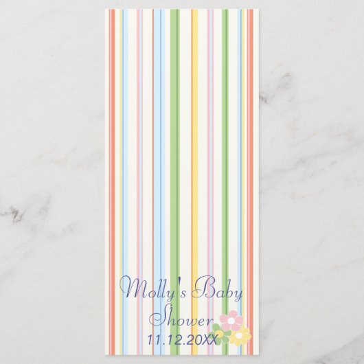 Menu baby shower "Fleurs et Grilles" (Dos)