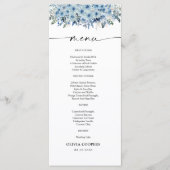 Menu Baby shower Floral Boho Bleu (Devant)