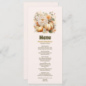 Menu Baby shower floral de petite citrouille (Devant / Derrière)