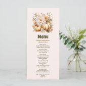 Menu Baby shower floral de petite citrouille (Debout devant)