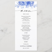 Menu Baby shower Floral Porcelaine Bleue (Devant)