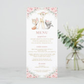 Menu Baby shower Floral Rose Rose Rose Rose Bois (Debout devant)
