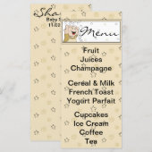 Menu baby shower "Gold Black Stars Baby" (Devant / Derrière)