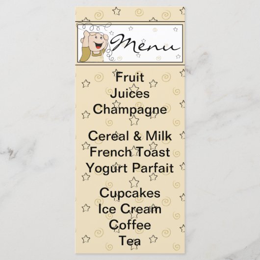 Menu baby shower "Gold Black Stars Baby" (Devant)