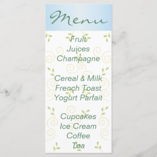 Menu baby shower "Gold Blue Birds"