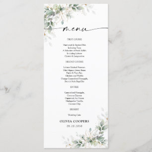 Menu Baby shower Gold Eucalyptus