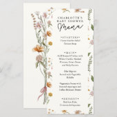 Menu Baby shower ivoire petit Fleur sauvage (Devant / Derrière)
