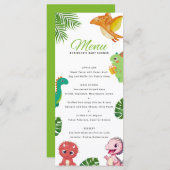 Menu Baby shower Little Dino (Devant / Derrière)