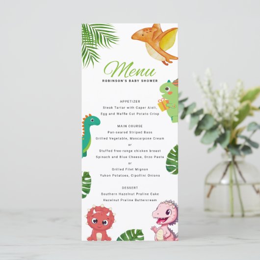 Menu Baby shower Little Dino (Debout devant)
