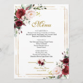 Menu Baby shower Marsala Fleurs & Gold Frame (Devant)