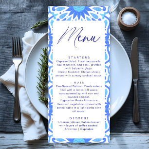 Menu Baby Shower Minimaliste Carrelage Bleu Italien