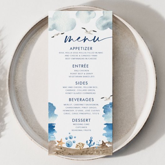 Menu Baby shower Nautica