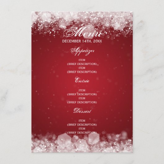 Menu Baby shower Night Sparkle Red (Voorkant)