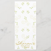 Menu baby shower "Oiseaux roses d'or" (Dos)