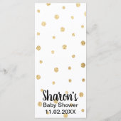 Menu baby shower "Pingouin pour bébé doré" (Dos)