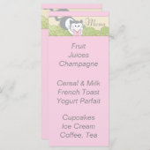 Menu baby shower "Pink Cat Library" (Devant / Derrière)