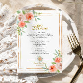Menu Baby shower Rose & Gold Frame