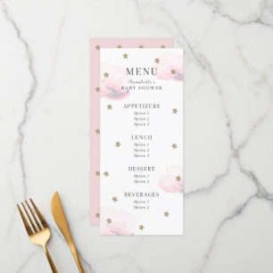 Menu Baby shower rose Little Star Twinkle