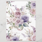 Menu Baby shower Rose violet et blanc (Dos)
