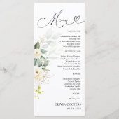 Menu Baby shower Roses blanches (Devant)