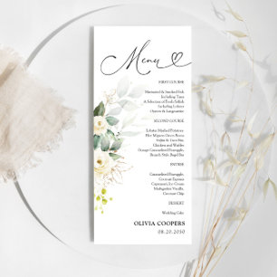 Menu Baby shower Roses blanches