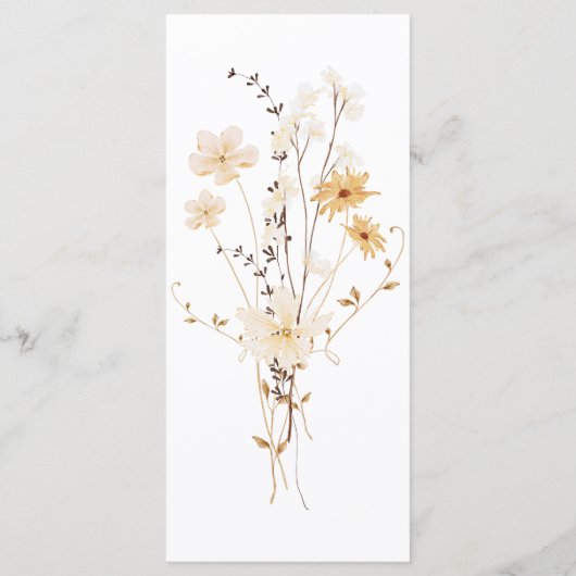 Menu Baby shower rustique boho Automne (Dos)