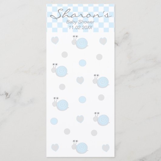 Menu baby shower "Snips & Snails" (Dos)