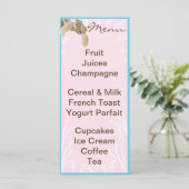 Menu baby shower "Tortue rose" (Debout devant)