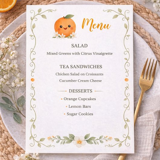 Menu Baby Shower Un Petit Trésor