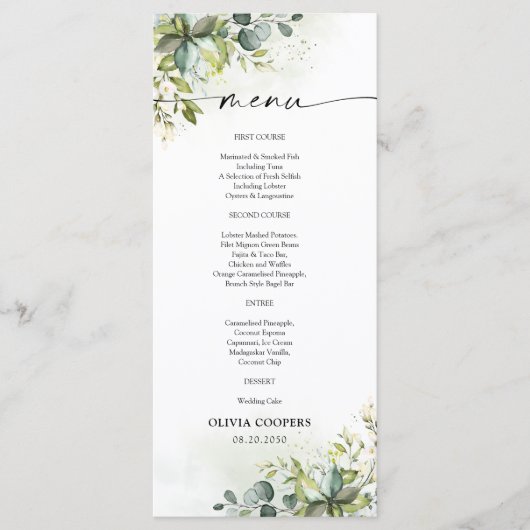 Menu Baby shower verdure (Devant)