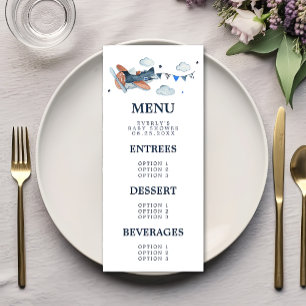 Menu  Baby shower vliegtuigwolken