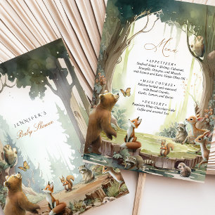 Menu Baby shower Woodland Carte Forêt Animaux