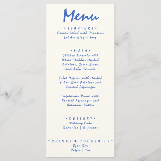 Menu Bague de Mariage unique dessinée à la main (Devant)