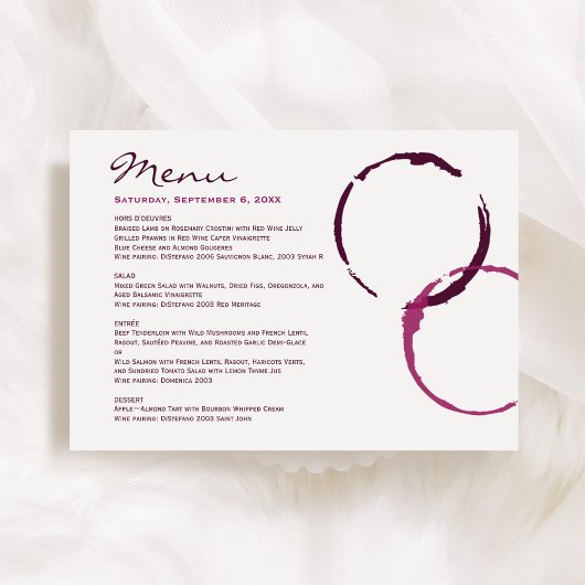 Menu Bagues de tache de vin de Bourgogne moderne rustiq
