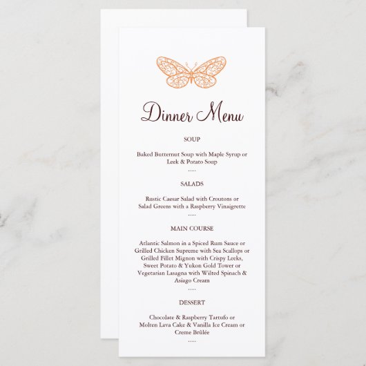 Menu Baisers papillon (Devant / Derrière)