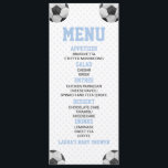 Menu Balle de football Sports Baby shower bleu Nourritu<br><div class="desc">Il s'agit d'un ballon de soccer à thème baby shower menu. garçon baby shower menu repas entrée boissons apéritif menu table de dessert</div>