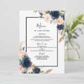 Menu Band marineslag/Blush Floral Wedding Verlovin (Staand voorkant)