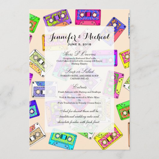 Menu Bandes de cassettes à motifs néon des années 80 (Devant)