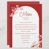 Menu Banquet d'arche en fleurs de cerisier mariage roug (Devant / Derrière)