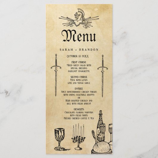 Menu Banquet de mariage de fantasy médiéval  (Devant)