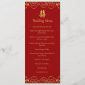 Menu Banquet mariage chinois en or rouge (Devant)
