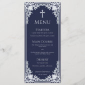 Menu Baptême Bleu Nuit Vintage Élégant Garçon Christeni (Devant)