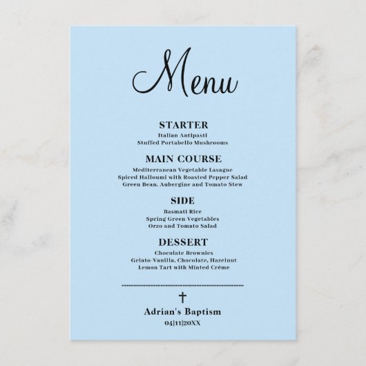 Menu Baptême Blue Boy (Devant)