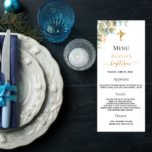 Menu Baptême Croix verte eucalyptus